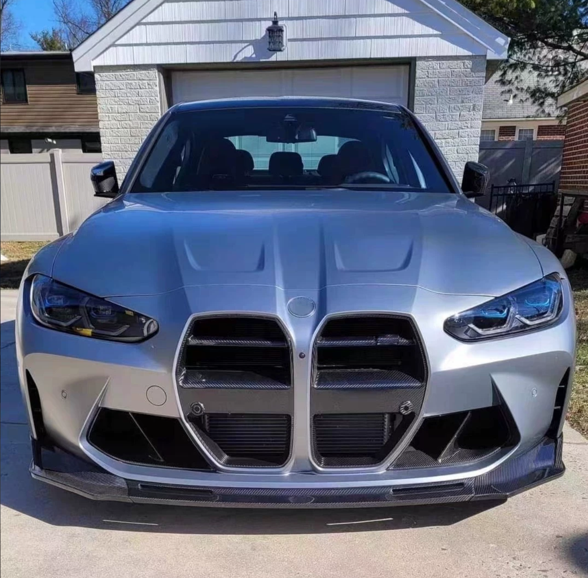 Perfiply Dry Carbon Fiber V Style One-piece Front Lip For BMW M3 G80 G81 M4 G82 G83 G8X