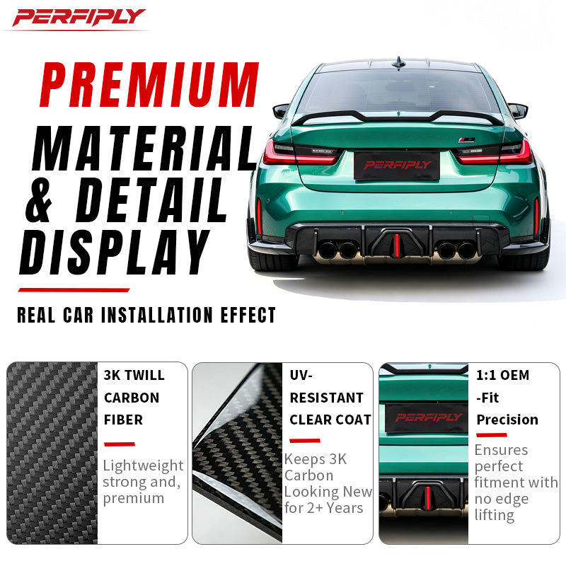 Perfiply Dry Carbon Fiber BC Style Diffuser For BMW M3 G80 G81 M4 G82 G83 G8X