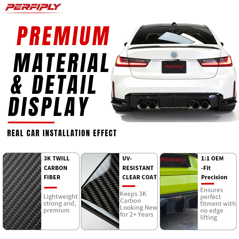Perfiply Dry Carbon Fiber MP Style Diffuser For BMW M3 G80 G81 M4 G82 G83 G8X