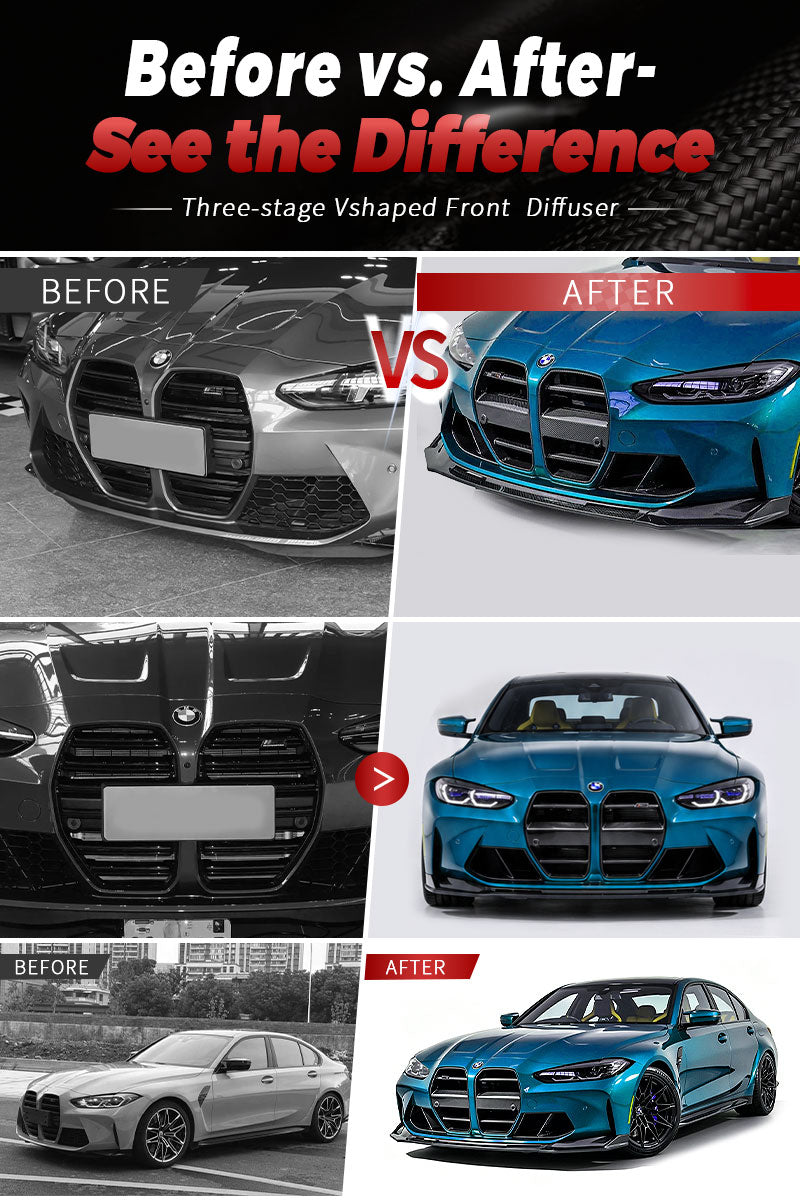 Perfiply Dry Carbon Fiber V Style Front lip For BMW M3 G80 G81 M4 G82 G83 G8X