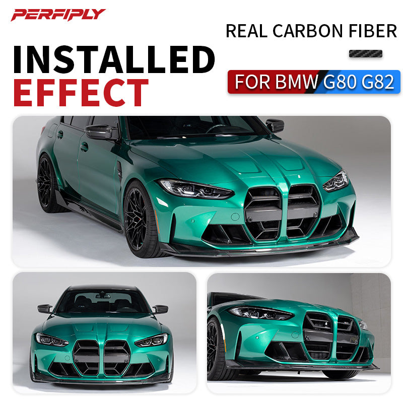Perfiply Dry Carbon Fiber V Style One-piece Front Lip For BMW M3 G80 G81 M4 G82 G83 G8X