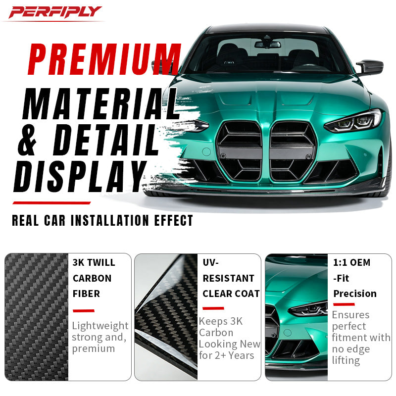 Perfiply Dry Carbon Fiber V Style One-piece Front Lip For BMW M3 G80 G81 M4 G82 G83 G8X