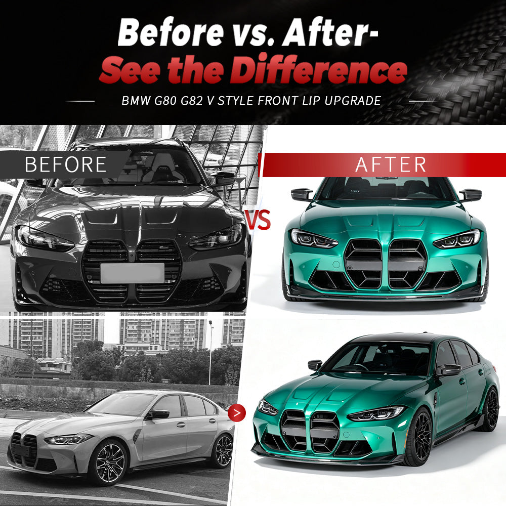 Perfiply Dry Carbon Fiber V Style One-piece Front Lip For BMW M3 G80 G81 M4 G82 G83 G8X